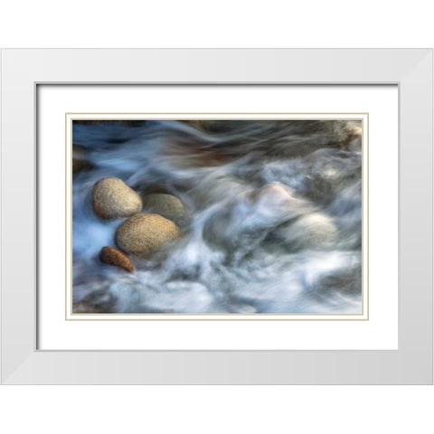 Stones and Waves White Modern Wood Framed Art Print with Double Matting by Ortega, Xavier