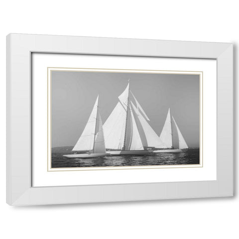 Sailing Together White Modern Wood Framed Art Print with Double Matting by Ortega, Xavier