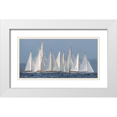 Sailing Team White Modern Wood Framed Art Print with Double Matting by Ortega, Xavier