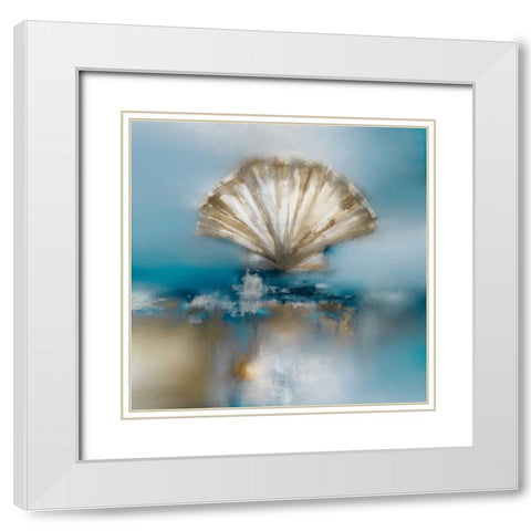 Blue Shores Clam  White Modern Wood Framed Art Print with Double Matting by Prior, J.P.