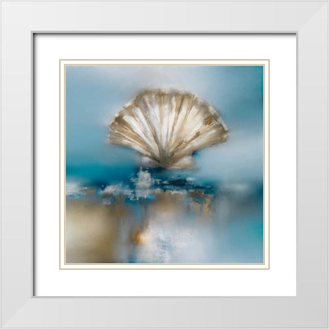 Blue Shores Clam  White Modern Wood Framed Art Print with Double Matting by Prior, J.P.