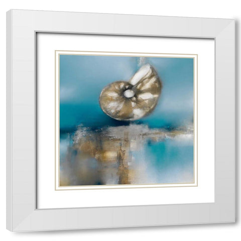 Blue Shores Nautilus White Modern Wood Framed Art Print with Double Matting by Prior, J.P.