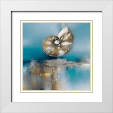 Blue Shores Nautilus White Modern Wood Framed Art Print with Double Matting by Prior, J.P.