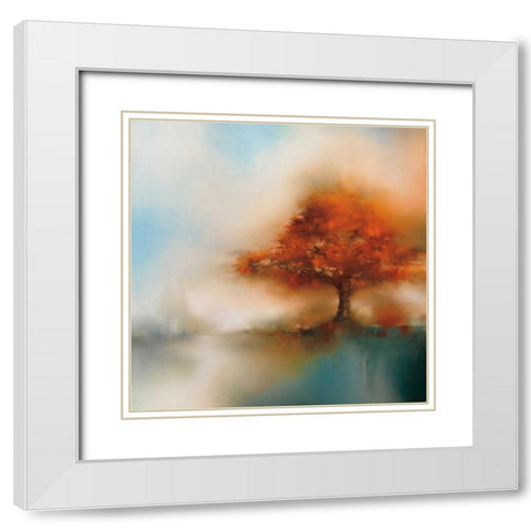 Morning Mist and Maple I White Modern Wood Framed Art Print with Double Matting by Prior, J.P.