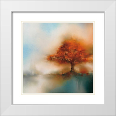 Morning Mist and Maple I White Modern Wood Framed Art Print with Double Matting by Prior, J.P.