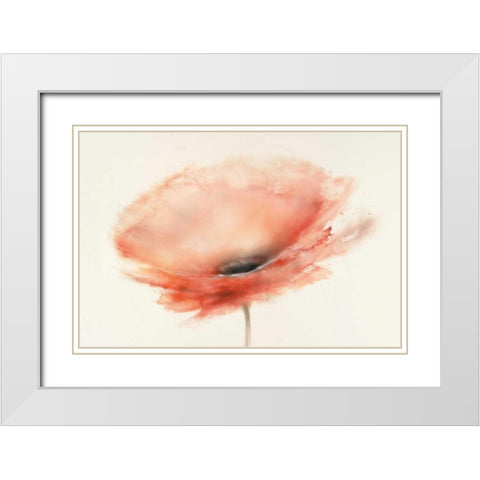 Chiffon Poppy White Modern Wood Framed Art Print with Double Matting by Prior, J.P.