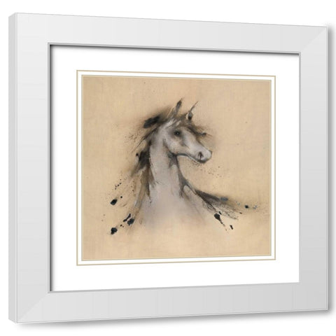 Horse Play I White Modern Wood Framed Art Print with Double Matting by Prior, J.P.