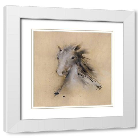 Horse Play II White Modern Wood Framed Art Print with Double Matting by Prior, J.P.