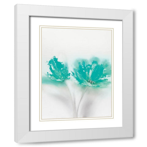 Aqua Sorbet II White Modern Wood Framed Art Print with Double Matting by Prior, J.P.