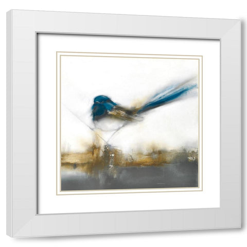 Little Blue II White Modern Wood Framed Art Print with Double Matting by Prior, J.P.