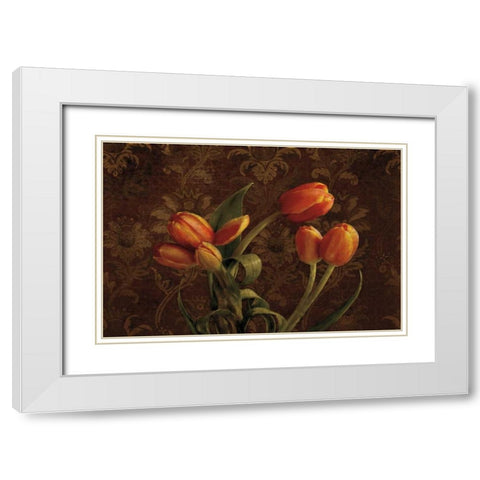 Fleur de lis Tulips White Modern Wood Framed Art Print with Double Matting by Pahl, Janel
