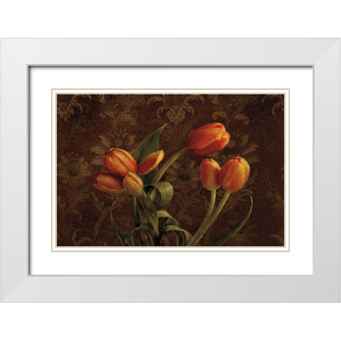Fleur de lis Tulips White Modern Wood Framed Art Print with Double Matting by Pahl, Janel