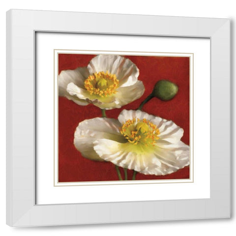 Poppy Elegance I White Modern Wood Framed Art Print with Double Matting by Pahl, Janel