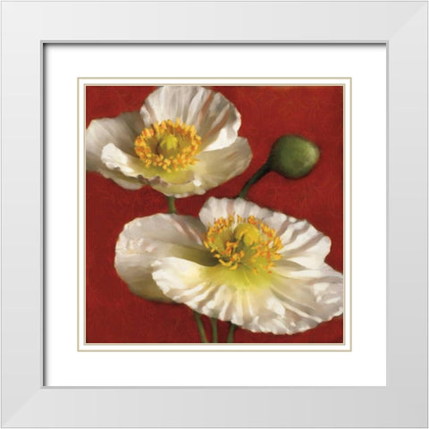 Poppy Elegance I White Modern Wood Framed Art Print with Double Matting by Pahl, Janel