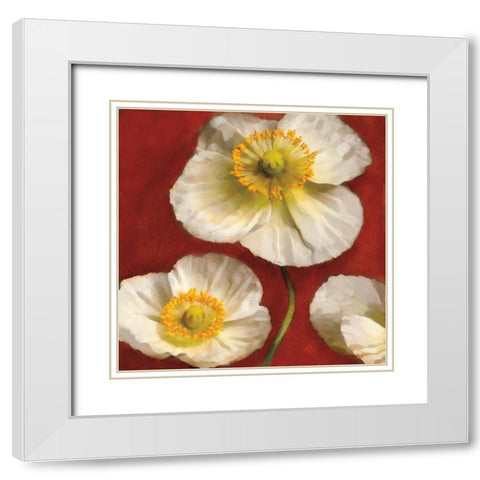Poppy Elegance II White Modern Wood Framed Art Print with Double Matting by Pahl, Janel
