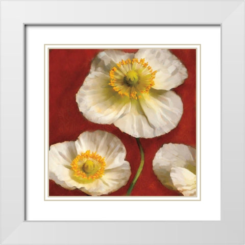 Poppy Elegance II White Modern Wood Framed Art Print with Double Matting by Pahl, Janel