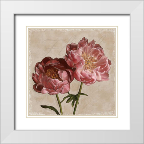 Peony II White Modern Wood Framed Art Print with Double Matting by Pahl, Janel