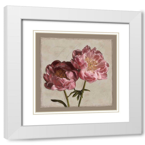Botanical Peony White Modern Wood Framed Art Print with Double Matting by Pahl, Janel