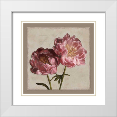 Botanical Peony White Modern Wood Framed Art Print with Double Matting by Pahl, Janel