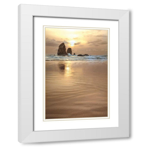 Sunset Silhouette White Modern Wood Framed Art Print with Double Matting by Pahl, Janel