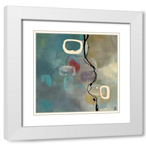 Turqouise Retro White Modern Wood Framed Art Print with Double Matting by Maitland, Laurie