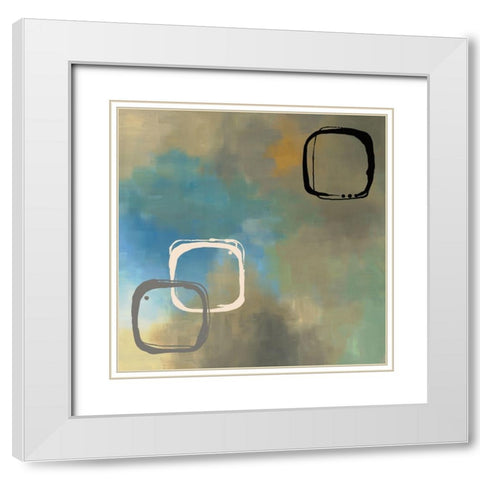 Retro Aqua I White Modern Wood Framed Art Print with Double Matting by Maitland, Laurie