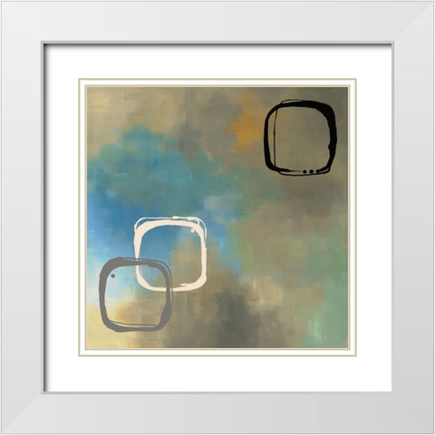 Retro Aqua I White Modern Wood Framed Art Print with Double Matting by Maitland, Laurie