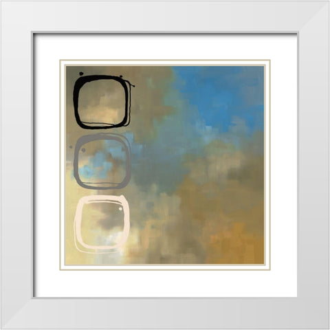 Retro Aqua II White Modern Wood Framed Art Print with Double Matting by Maitland, Laurie