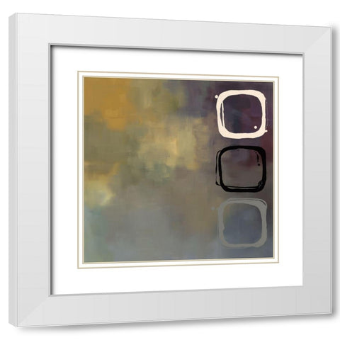 Retro Aubergine and Ochre I White Modern Wood Framed Art Print with Double Matting by Maitland, Laurie