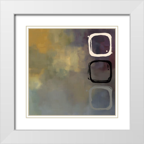 Retro Aubergine and Ochre I White Modern Wood Framed Art Print with Double Matting by Maitland, Laurie