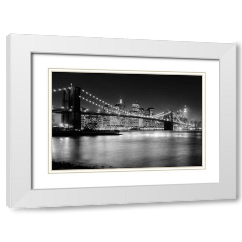 NYC Nights White Modern Wood Framed Art Print with Double Matting by Papiorek, Nina