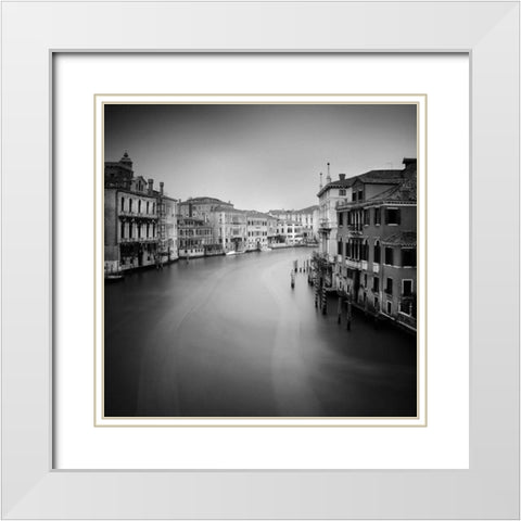 Canal Grande II White Modern Wood Framed Art Print with Double Matting by Papiorek, Nina