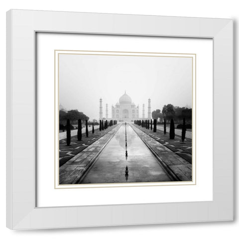 Taj Mahal - A Tribute to Beauty White Modern Wood Framed Art Print with Double Matting by Papiorek, Nina