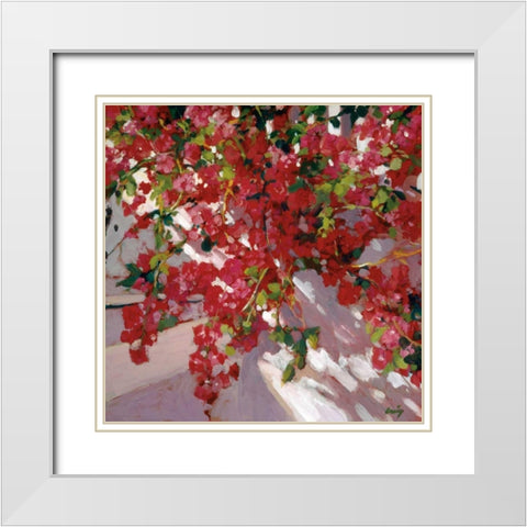 Hanging Flowers White Modern Wood Framed Art Print with Double Matting by Craig, Philip