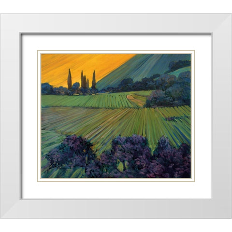 Champagne Vineyards White Modern Wood Framed Art Print with Double Matting by Craig, Philip