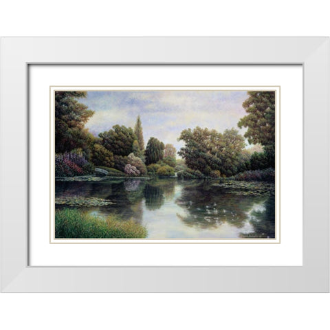 Tranquil Waters White Modern Wood Framed Art Print with Double Matting by Howells, David