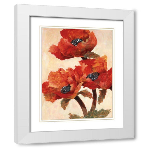 Poppies I White Modern Wood Framed Art Print with Double Matting by Kamikura, Joyce