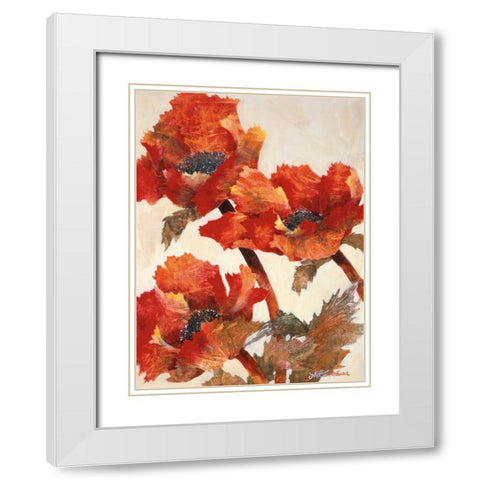 Poppies II White Modern Wood Framed Art Print with Double Matting by Kamikura, Joyce