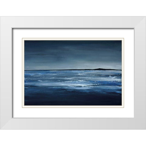 Blue Horizon White Modern Wood Framed Art Print with Double Matting by Kaminsky, Earl