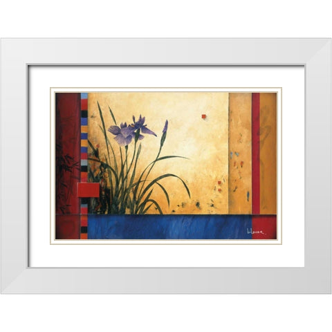 Summer Garden White Modern Wood Framed Art Print with Double Matting by Li-Leger, Don
