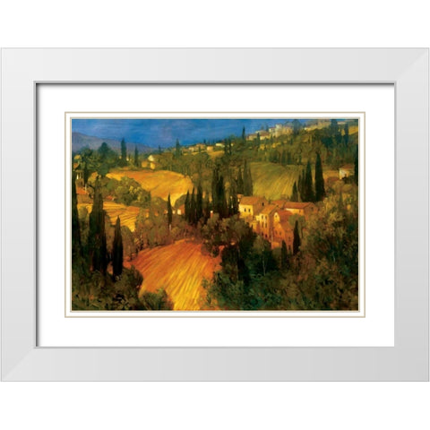 Hillside - Tuscany White Modern Wood Framed Art Print with Double Matting by Craig, Philip