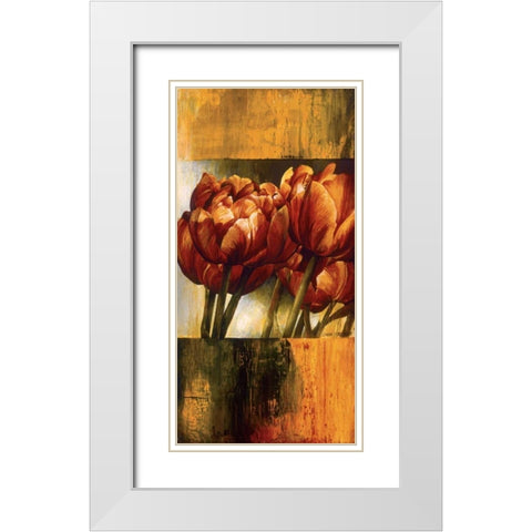Floral Radiance I White Modern Wood Framed Art Print with Double Matting by Thompson, Linda