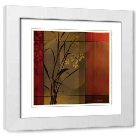 Floral Warmth White Modern Wood Framed Art Print with Double Matting by Aparicio, Edward