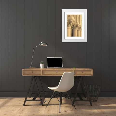 Column III White Modern Wood Framed Art Print with Double Matting by Gilboa, Marina Drasnin