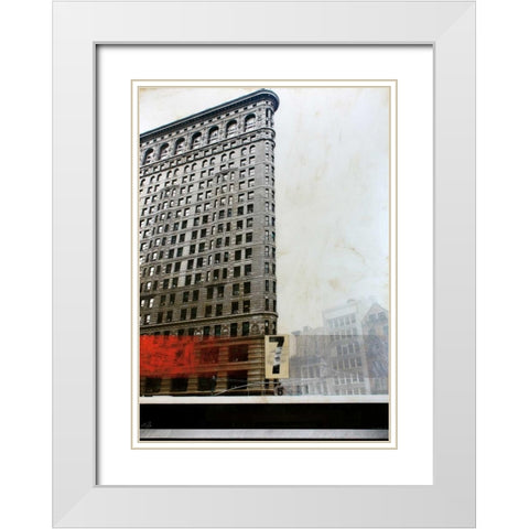 Brooklyn Bridge White Modern Wood Framed Art Print with Double Matting by Bailey, Nathan
