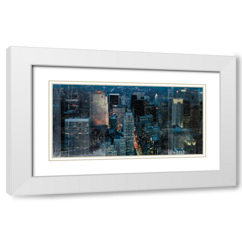 Blue Manhattan White Modern Wood Framed Art Print with Double Matting by Bailey, Nathan