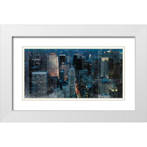 Blue Manhattan White Modern Wood Framed Art Print with Double Matting by Bailey, Nathan