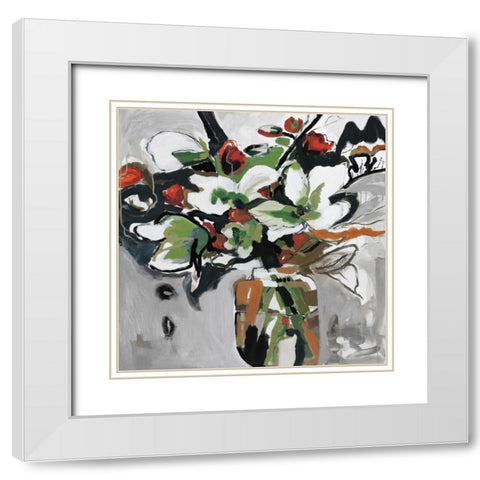 Blooms of Smokey Grey White Modern Wood Framed Art Print with Double Matting by Martiz, Angela