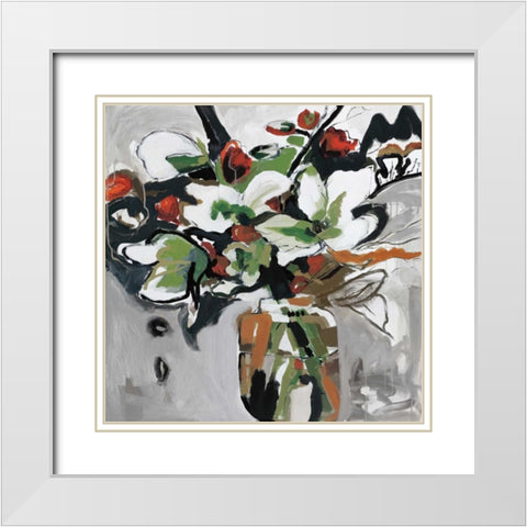 Blooms of Smokey Grey White Modern Wood Framed Art Print with Double Matting by Martiz, Angela