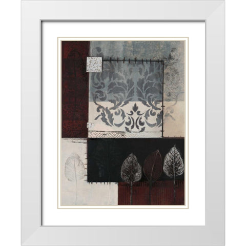 Silver Damask I White Modern Wood Framed Art Print with Double Matting by Tunick, Connie